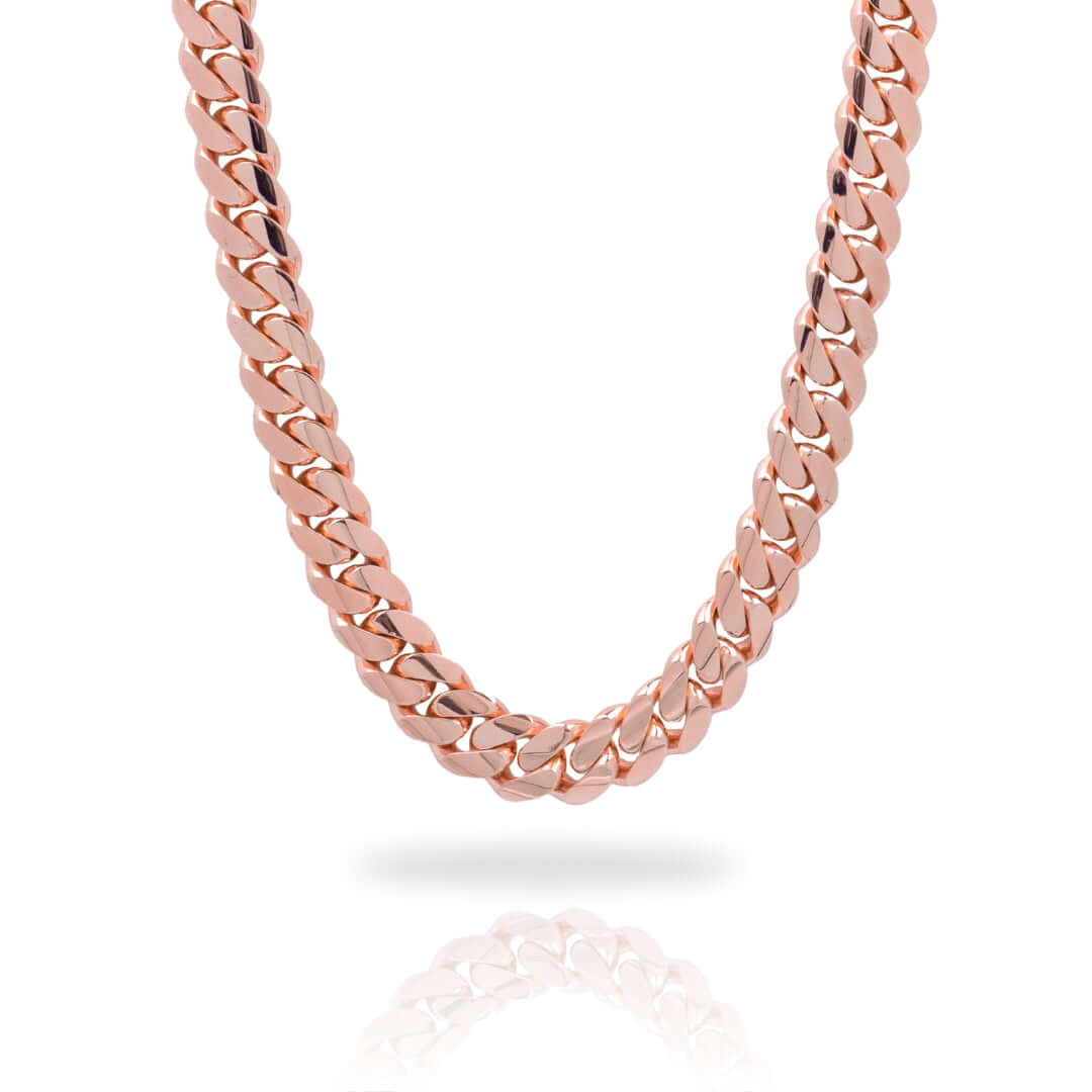 24k Rose Gold Cuban Link Chain Platinum Rose Gold Round Chain For