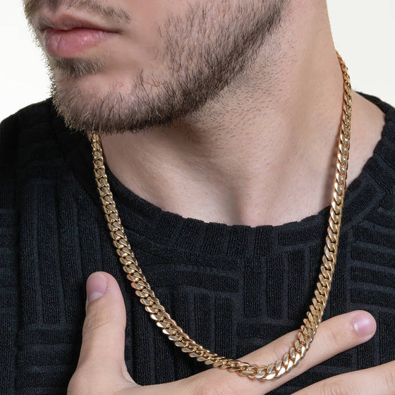 Shop 8mm Miami Cuban Link Chain crafted from 10k, 14k, or 18k Solid Yellow Gold. 