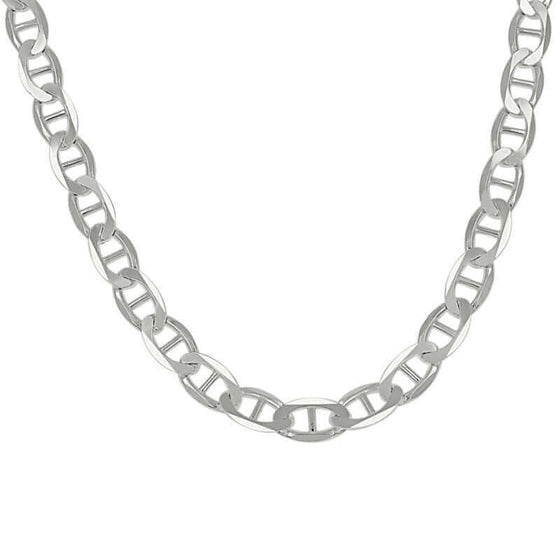 alt=" Discover GOLDZENN’s 8mm Silver Mariner Chain, crafted in 925 sterling silver for a nautical-inspired look. Durable, tarnish-resistant & ideal for versatile styling. "