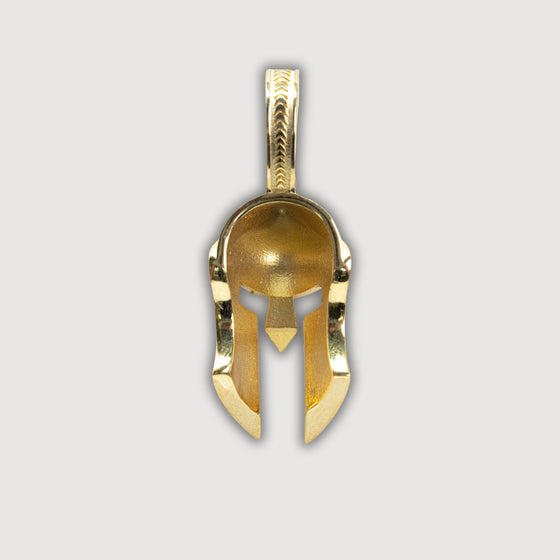 Half-Face Diamond Spartan Helmet Pendant – 14K Gold Men’s Pendant