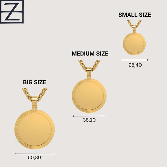 14K Gold Modern Grooved Round Picture PendantCharms & Pendants