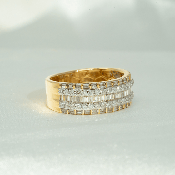 1.55 CTW Cluster Diamond Band Ring - 14k Yellow Gold