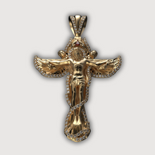  14K Gold Jesus Wing Cross Diamond Pendant with angelic wings and delicate diamond accents, symbolizing guidance and protection.