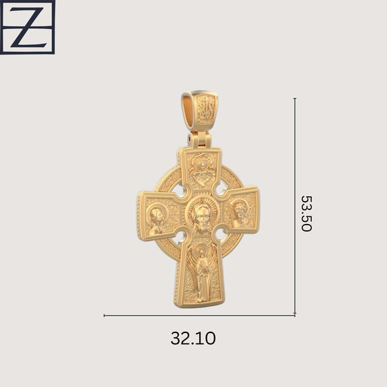 Sacred Saints Gold Orthodox Cross PendantCharms & Pendants