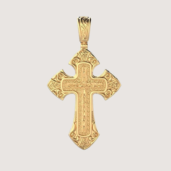 Regal Patterned Gold Cross PendantCharms & Pendants