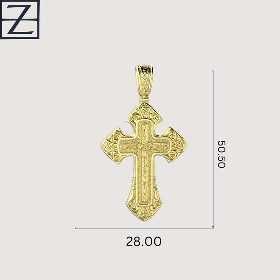 Regal Patterned Gold Cross PendantCharms & Pendants