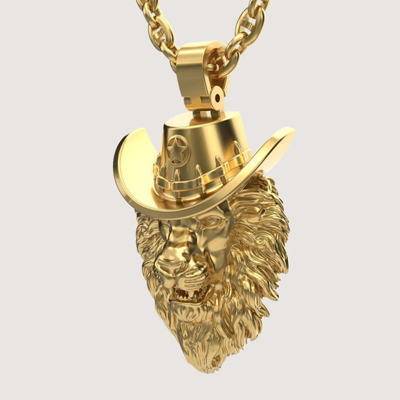 14k Gold Lion Sheriff pendantDiscover the 14K Gold Lion Sheriff Pendant. A bold men’s gold pendant featuring a majestic lion and sheriff’s hat design, crafted from solid 14K gold.