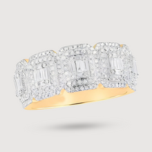  Baguette 1ctw Diamond Cluster Band Ring - 10k Yellow Gold