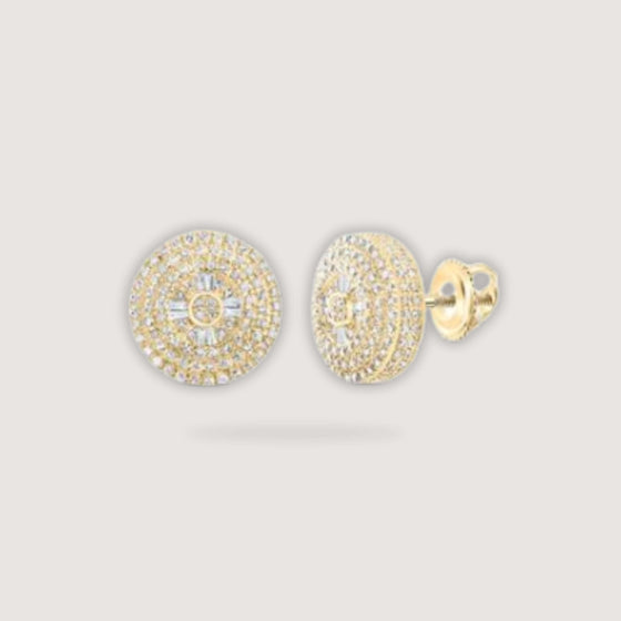 alt=" Discover exquisite 1CTW diamond circle earrings in 10K yellow gold, perfect for adding elegance and style to any outfit. Ideal diamond women's earrings. "