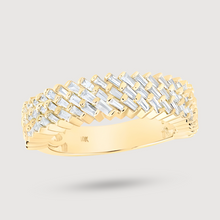  Three-Row Baguette Cut 1ctw Diamond Ring - 10k Yellow Gold