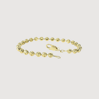 The Bead Bracelet - 4mm Moon Cut is crafted in 14K gold with round polished beads and a lobster clasp, shown on a plain white background.