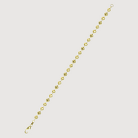 The Bead Bracelet - 4mm Moon Cut is a delicate 14K gold bracelet featuring evenly spaced, round moon-cut beads and a lobster clasp, displayed in a straight line on a white background.