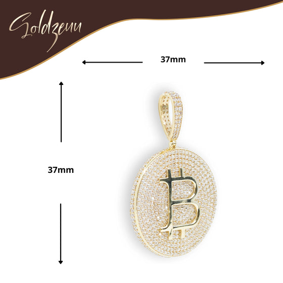 Bitcoin Pendant - 10k Solid Gold| GOLDZENN- Showing the pendant's dimension.