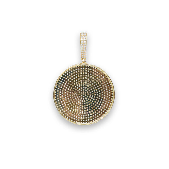 Bitcoin Pendant - 10k Solid Gold| GOLDZENN- Showing the back detail of the pendant.