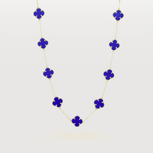  Lapis Four Leaf Clover in 14k Yellow Gold. Available in 17.5 inch length and 14mm width clover 