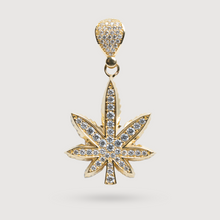  Shop Cannabis Pendant with CZ Stones, expertly crafted in 14k Yellow Gold. 