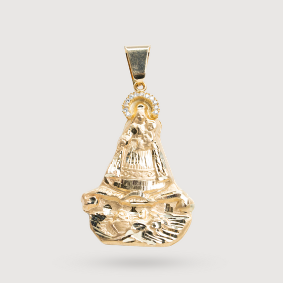 Shop the Caridad Del Cobre Pendant with CZ Stones, expertly crafted in 14k Solid Yellow Gold.