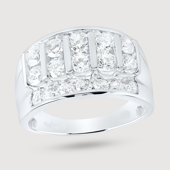 Channel Set 3ctw Diamond Ring - 14k White Gold