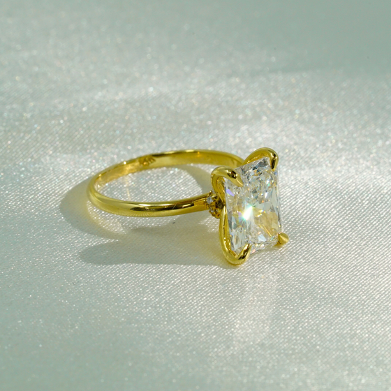 Chloë 2.08ct Radiant Lab Diamond Solitaire Engagement Ring - 14k Solid Yellow Gold