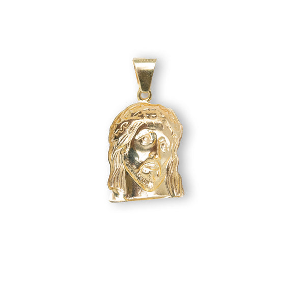 10k Gold Jesus Piece Pendant Hollow Back| GOLDZENN- Showing the back detail of the pendant.