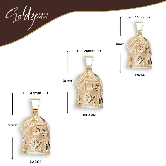 10k Gold Jesus Piece Pendant Hollow Back| GOLDZENN- Showing the pendant's dimension.