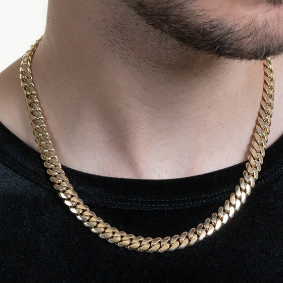 alt=" Shop our ready-to-ship solid gold Cuban link chains (7mm-10mm) in 10k & 14k gold. Handmade quality, immediate dispatch. Find your perfect chain today! "