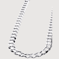 A close-up of the Curb Link Chain - 2mm-5mm Solid White Gold, featuring a shiny finish and displayed against a plain light gray background.