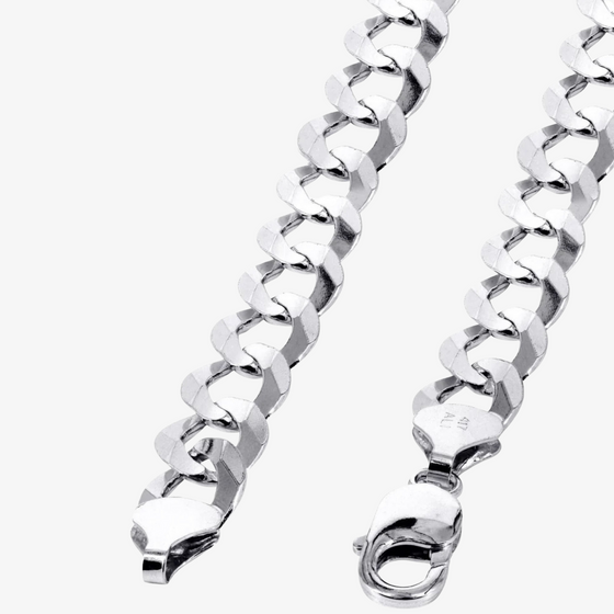 2mm-5mm Curb Link Chain - Solid White Gold