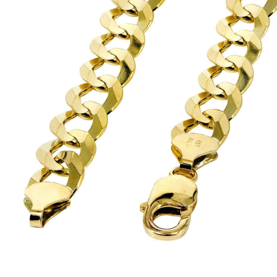 Curb Link Chain in 14mm and 15mm, expertly crafted in 10k and 14k Solid Yellow Gold. Secured with a lobster clasp for everyday ease of wear. 