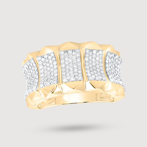 Curved Rectangular 1-3/8ctw Diamond Ring - 10k Yellow Gold