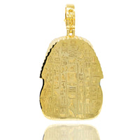 The Custom King Tut Pendant – Egyptian Pharaoh is a gold pendant with intricate ancient Egyptian detail and a loop for necklaces—a striking piece of pharaoh-inspired jewelry.
