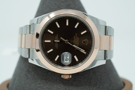 Rolex Datejust 41mm Two Tone Rose, Chocolate Dial & Oyster Band - 16301