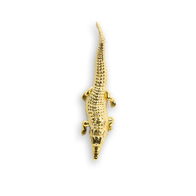 Crocodile Men's Pendant - 14k Solid Gold| GOLDZENN- Showing the pendant's full detail.