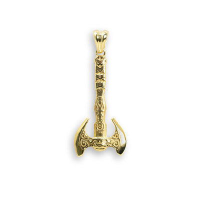 Axe Men's Pendant - 14k Solid Gold| GOLDZENN- Full detail of the pendant.