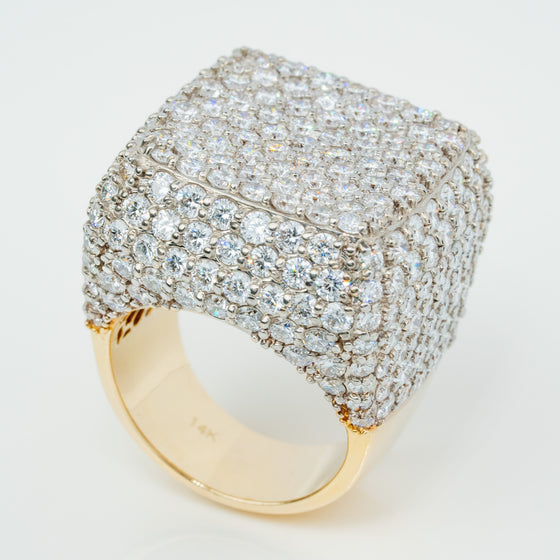 Iced-Out Square Cluster Ring | 13.1 CT Lab Diamond 14k Gold