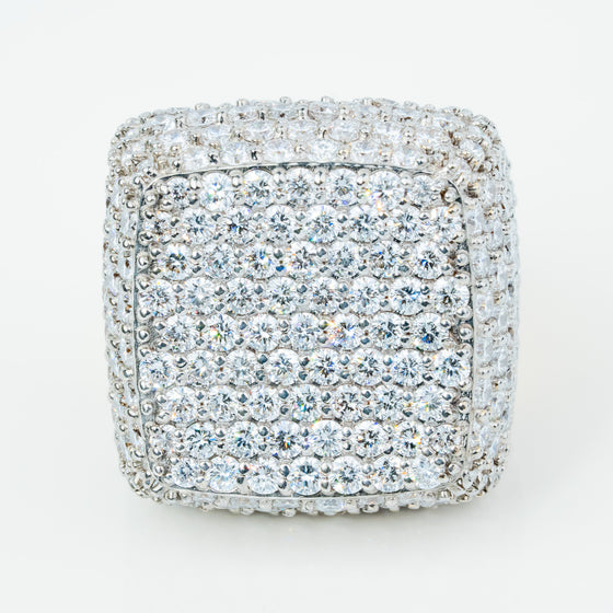 Iced-Out Square Cluster Ring | 13.1 CT Lab Diamond 14k Gold