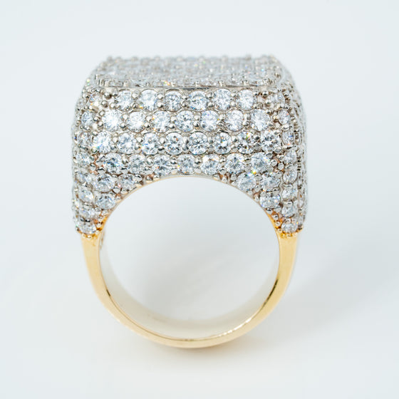 Iced-Out Square Cluster Ring | 13.1 CT Lab Diamond 14k Gold