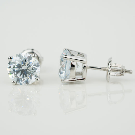 14k Classic Round Lab Diamond Four Prong Stud Earrings (F/G VS+)