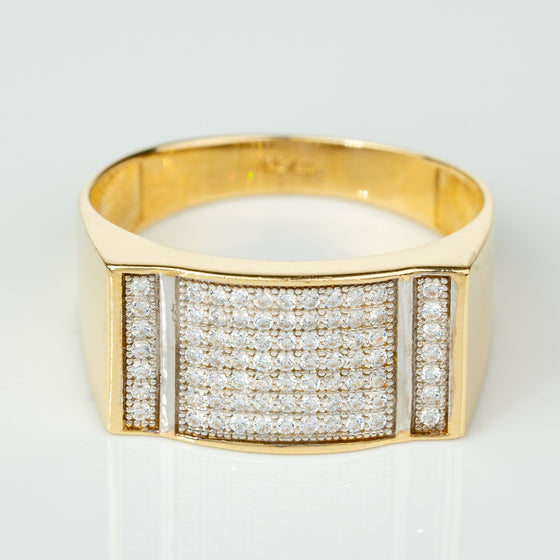 Square Gold ring 14k Gold With CZ stones