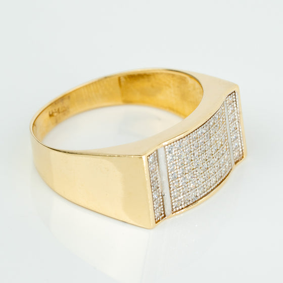 Square Gold ring 14k Gold With CZ stones