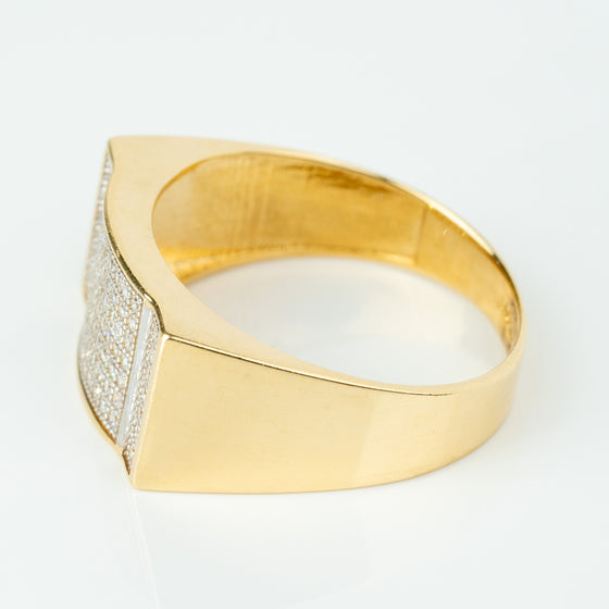 Square Gold ring 14k Gold With CZ stones