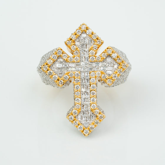 4.12 CTW Cross Cluster Diamond Ring – 14K Gold