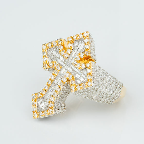 4.12 CTW Cross Cluster Diamond Ring – 14K Gold