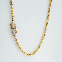  4mm Rope Chain with Custom Diamond Lock - 14k Gold