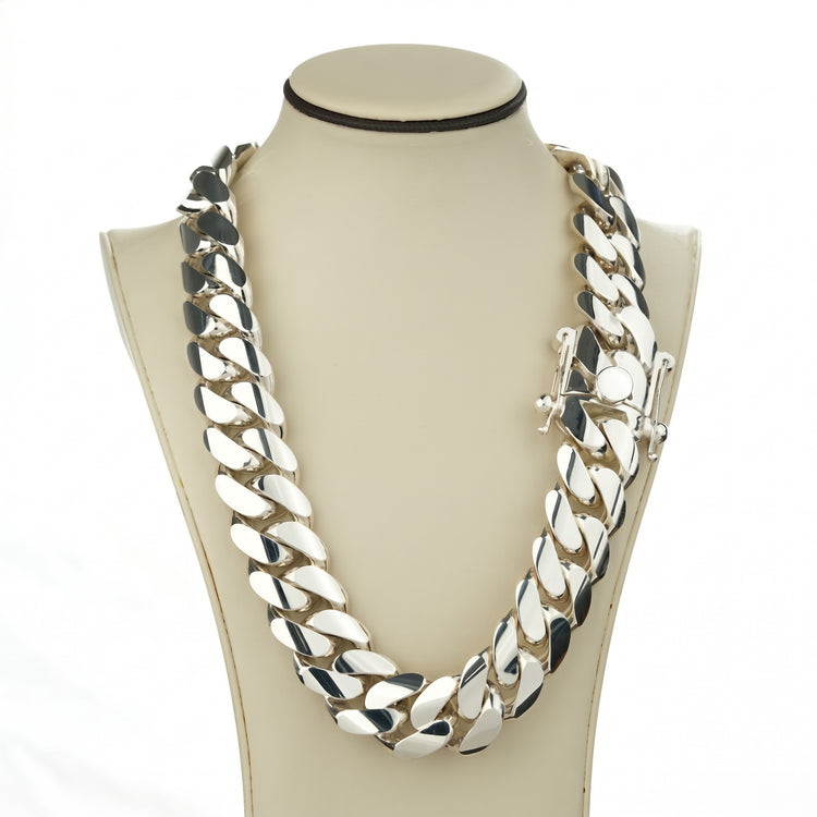 28mm 950 silver handmade Cuban link chain with box lock
