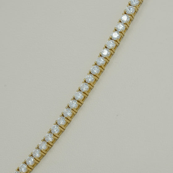Lab Grown Diamonds Tennis Chain - 6.72 CT 2mm 18" Solid 14k  Yellow Gold -  READY TO SHIP