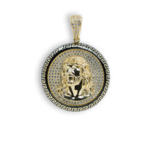  Christ Circular Portrait Pendant - 10k Gold| GOLDZENN-Showing the pendant's full detail.