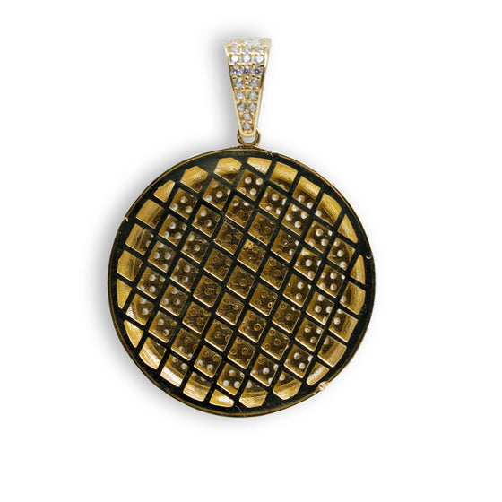 Christ Circular Portrait Pendant - 10k Gold| GOLDZENN-Showing the pendant's back view detail.