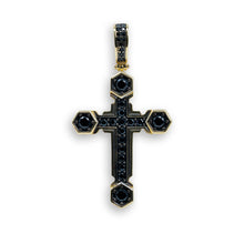  Black Cross with CZ Pendant - 10k Gold| GOLDZENN- Full detail of the pendant.