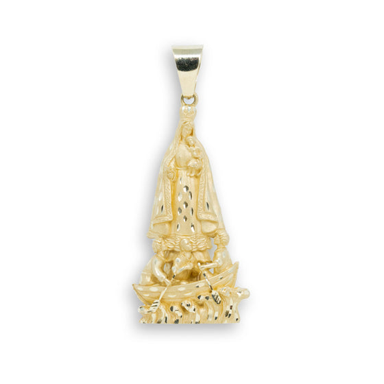 Lady of Charity Large Pendant – Yellow Gold | Men’s Religious Pendant